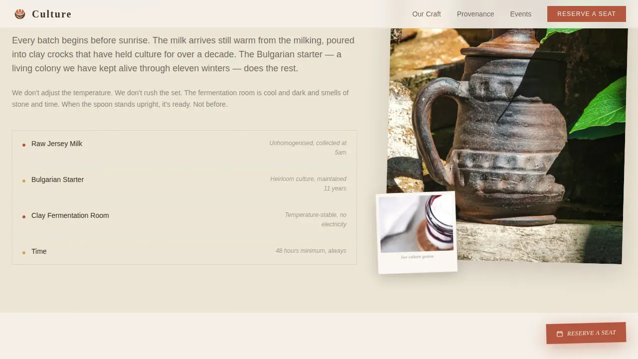 Artisan Yogurt & Kefir Brand Landing Page Template