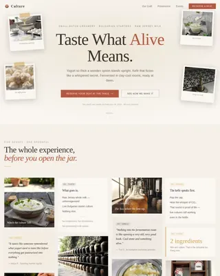 Artisan Yogurt & Kefir Brand Landing Page Template