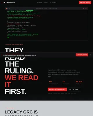 RegTech Startup Comparison Website Template