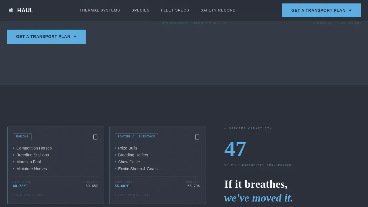 Specialized Creature Transport | Free Website Template | Rocket