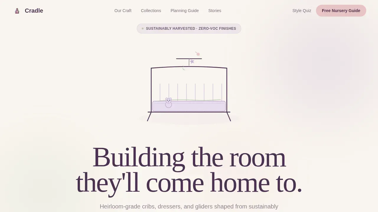 Nursery Furniture Landing Page Template | Lavender Dream