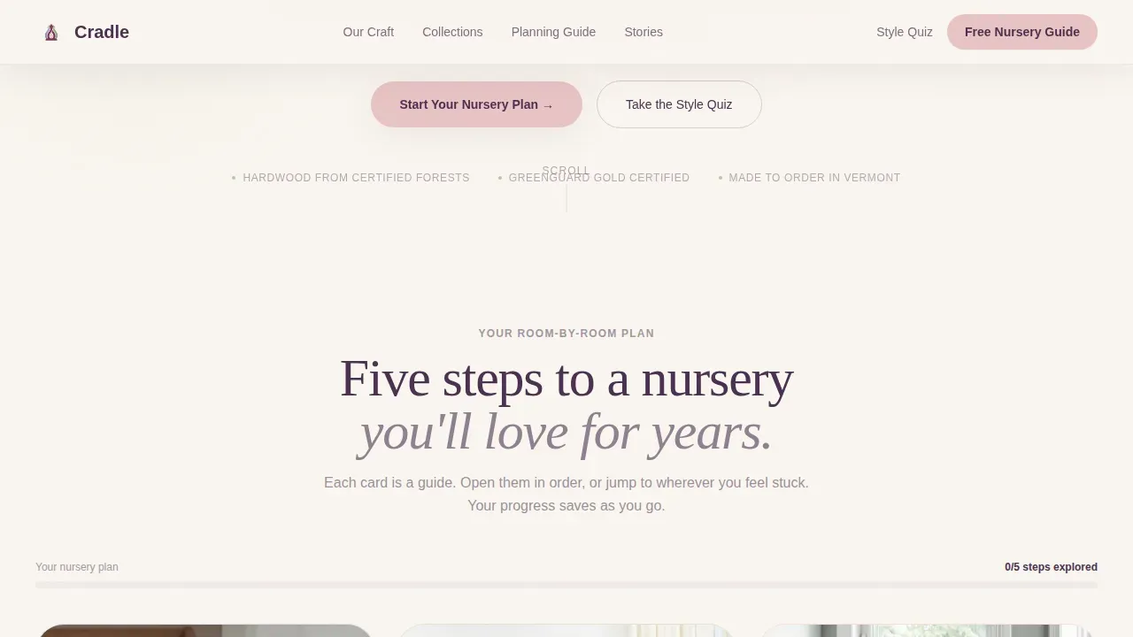 Nursery Furniture Landing Page Template | Lavender Dream