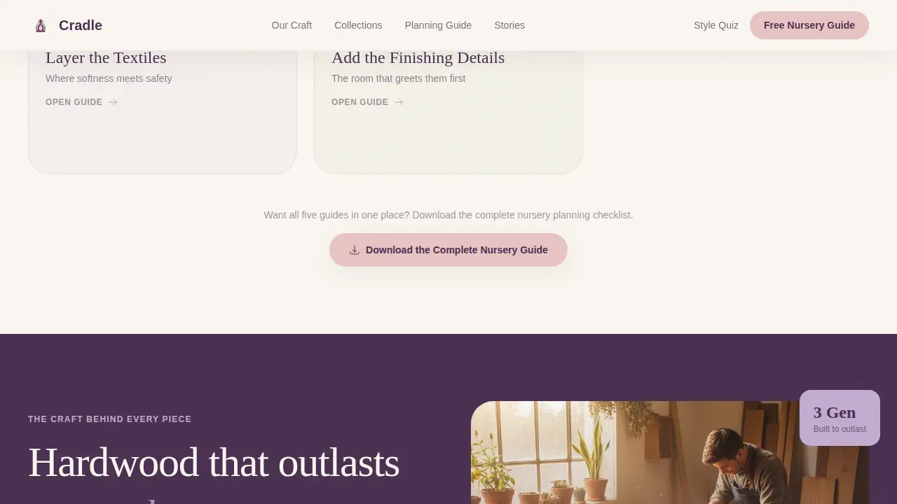 Nursery Furniture Landing Page Template | Lavender Dream