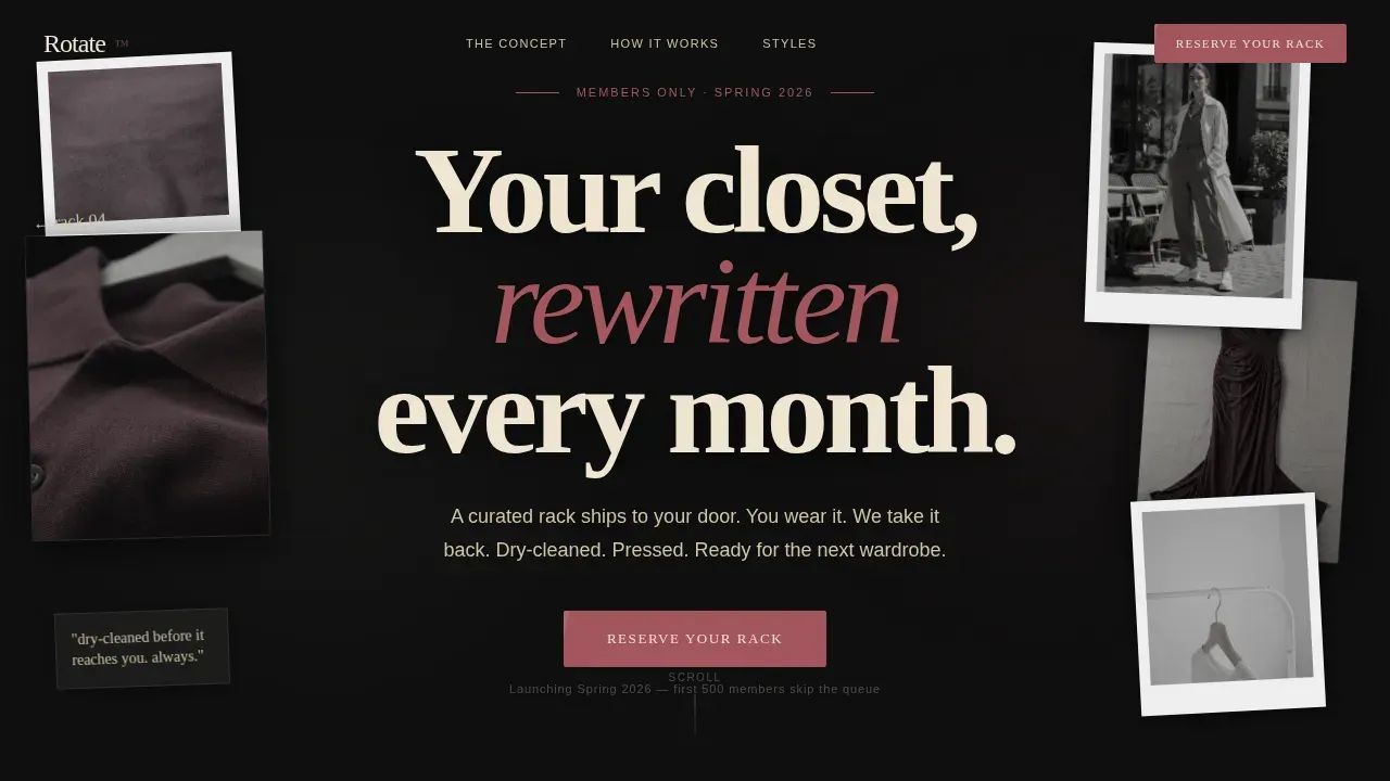 Dark Subscription Clothing Rental Landing Page Template
