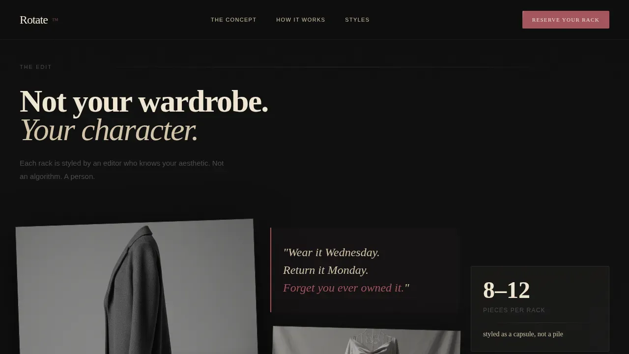 Dark Subscription Clothing Rental Landing Page Template
