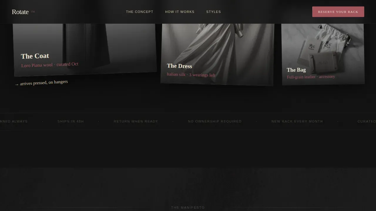 Dark Subscription Clothing Rental Landing Page Template