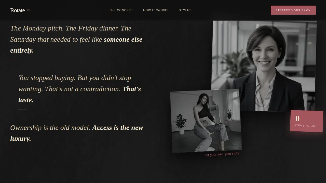 Dark Subscription Clothing Rental Landing Page Template
