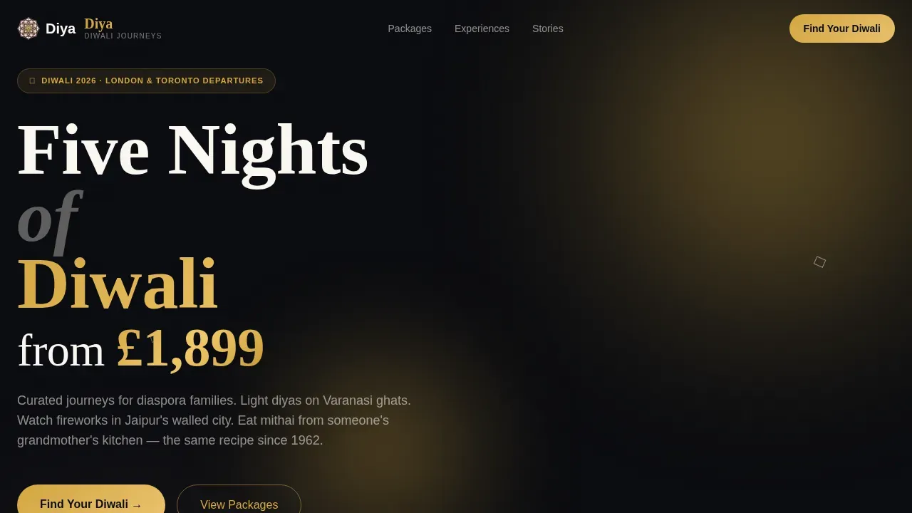 Five Nights Diwali Travel Package Landing Page Template