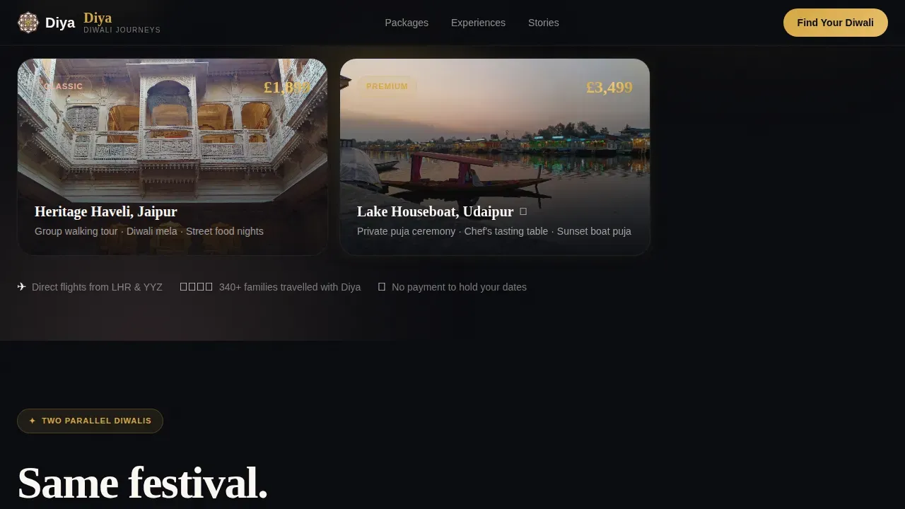 Five Nights Diwali Travel Package Landing Page Template