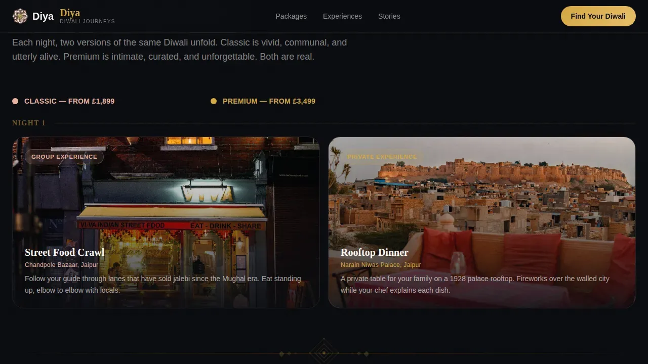 Five Nights Diwali Travel Package Landing Page Template