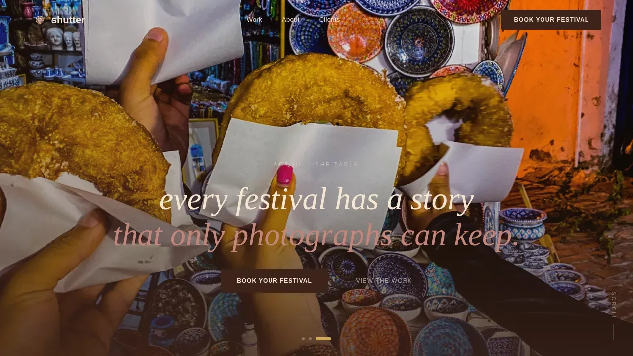 Cinematic Cultural Festival Photography Landing Page