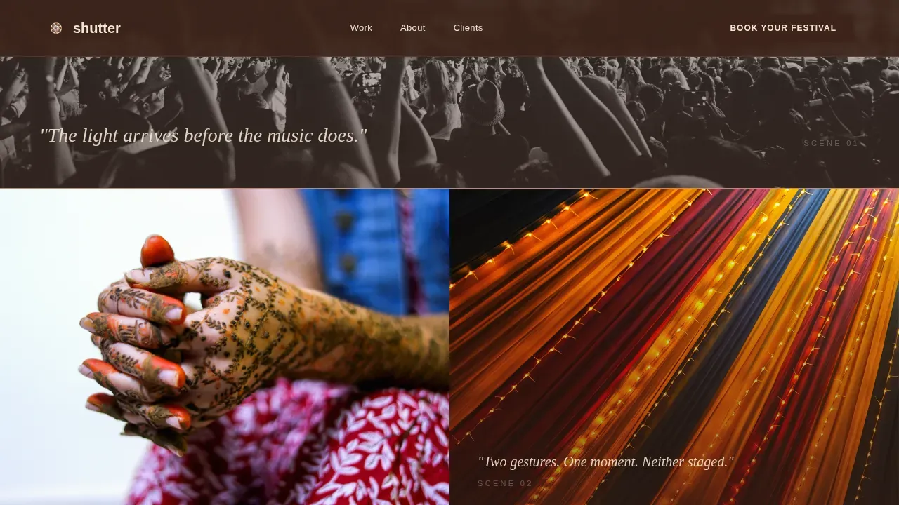 Cinematic Cultural Festival Photography Landing Page