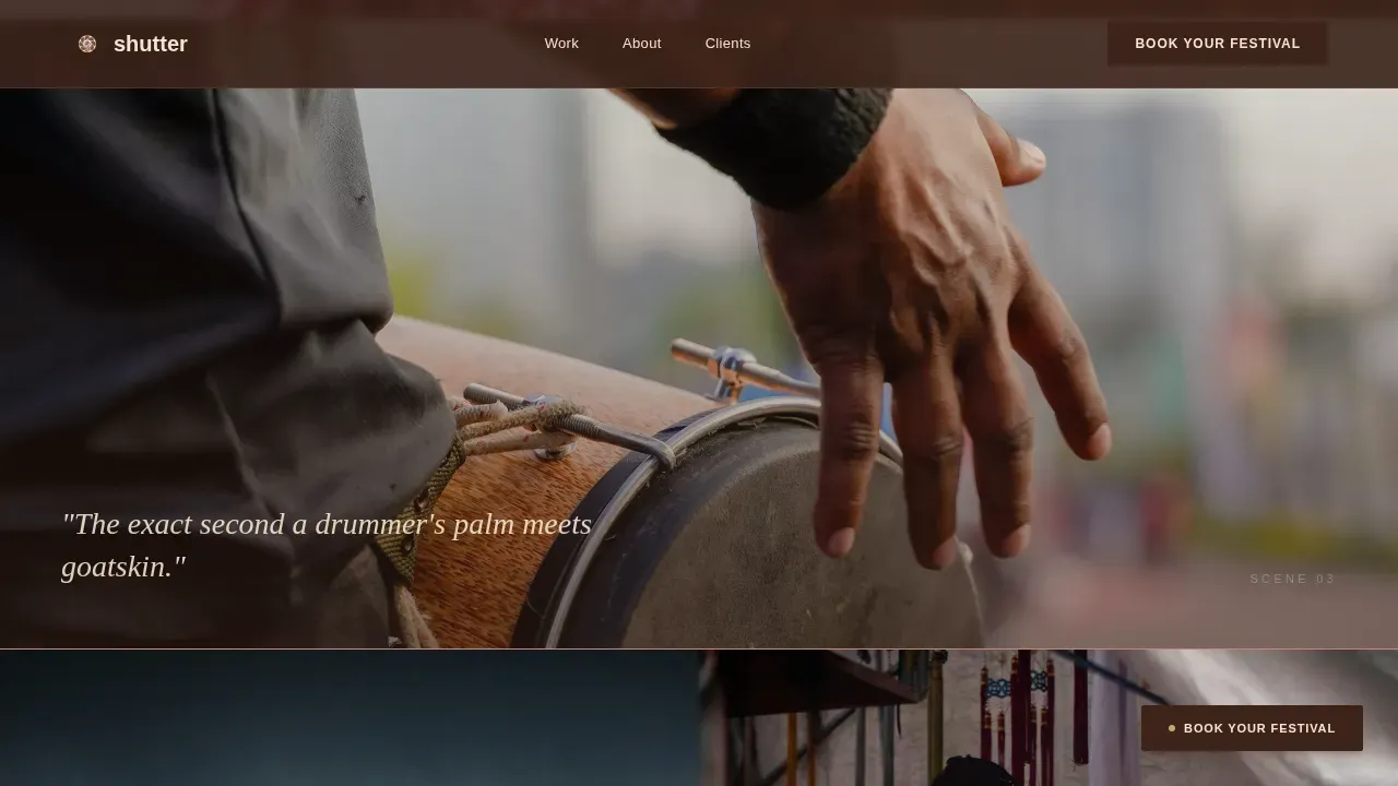 Cinematic Cultural Festival Photography Landing Page