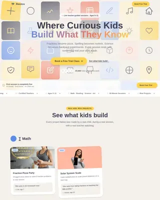 Playful Geometric Kids Education App Landing Page Template