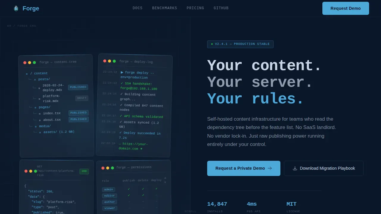 Self-Hosted CMS Infrastructure Landing Page Template