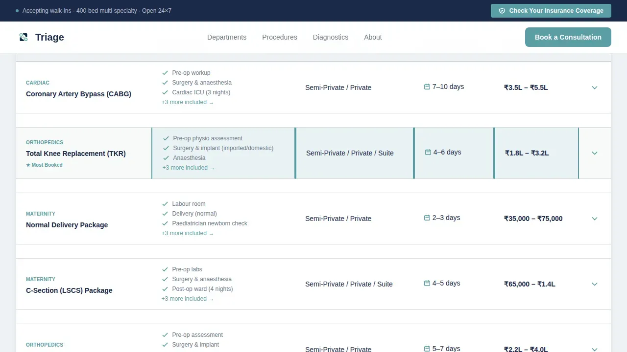 Multi-Specialty Hospital Comparison Landing Page Template