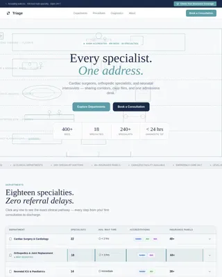 Multi-Specialty Hospital Comparison Landing Page Template