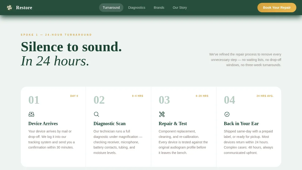 Precision Hearing Aid Repair Landing Page Template