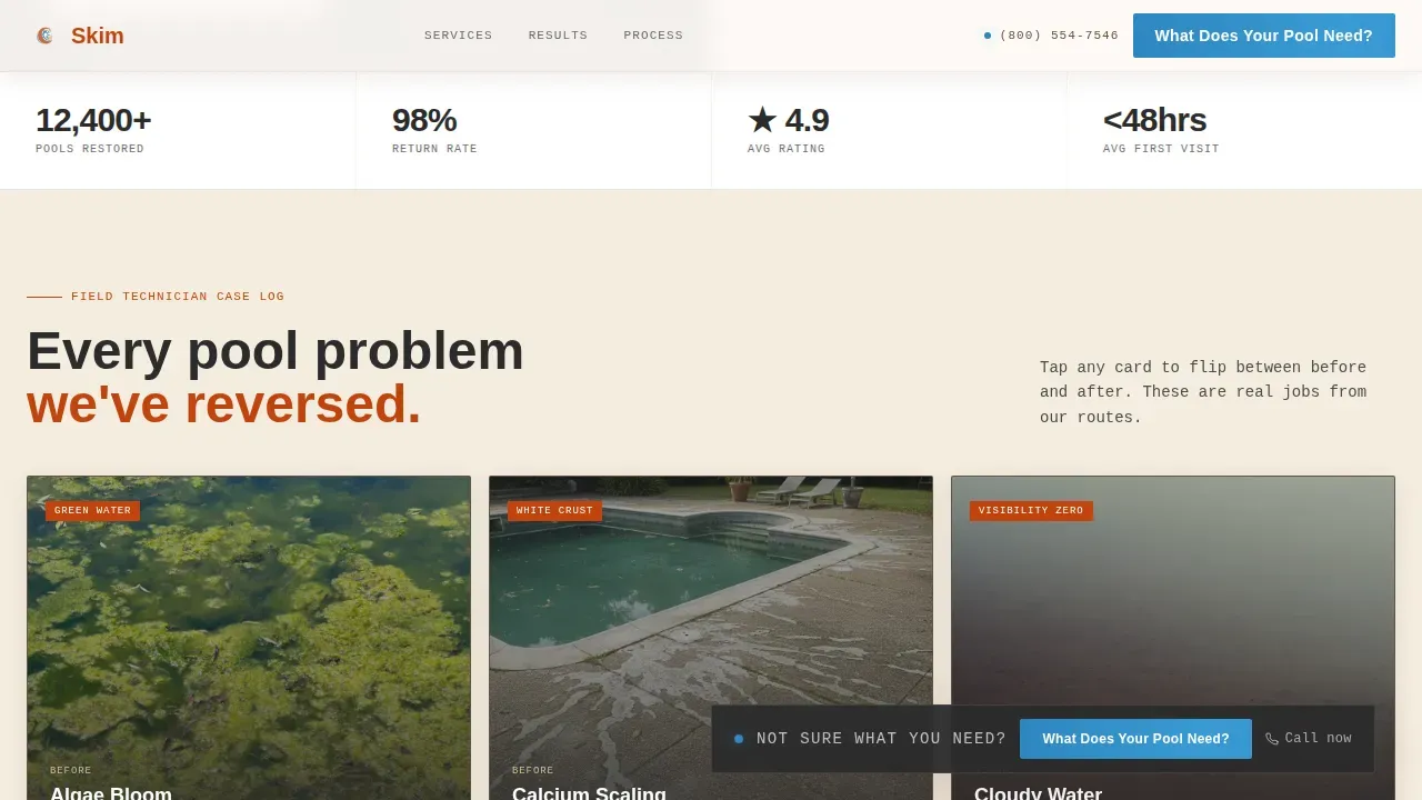 Pool Cleaning Service Landing Page Template