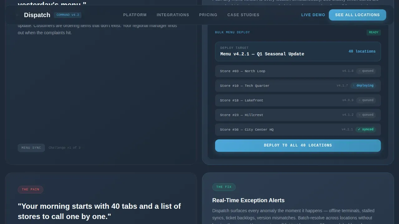 Franchise Order Management Landing Page Template