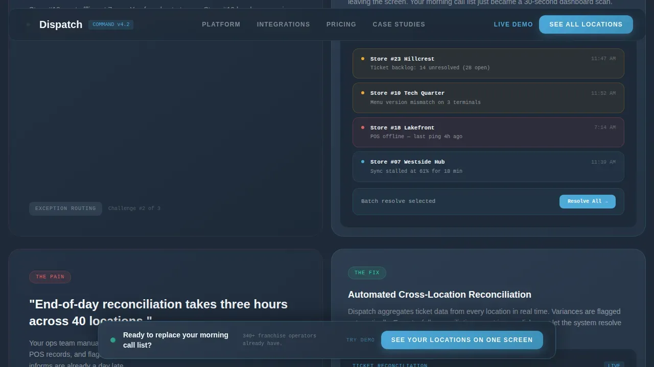 Franchise Order Management Landing Page Template