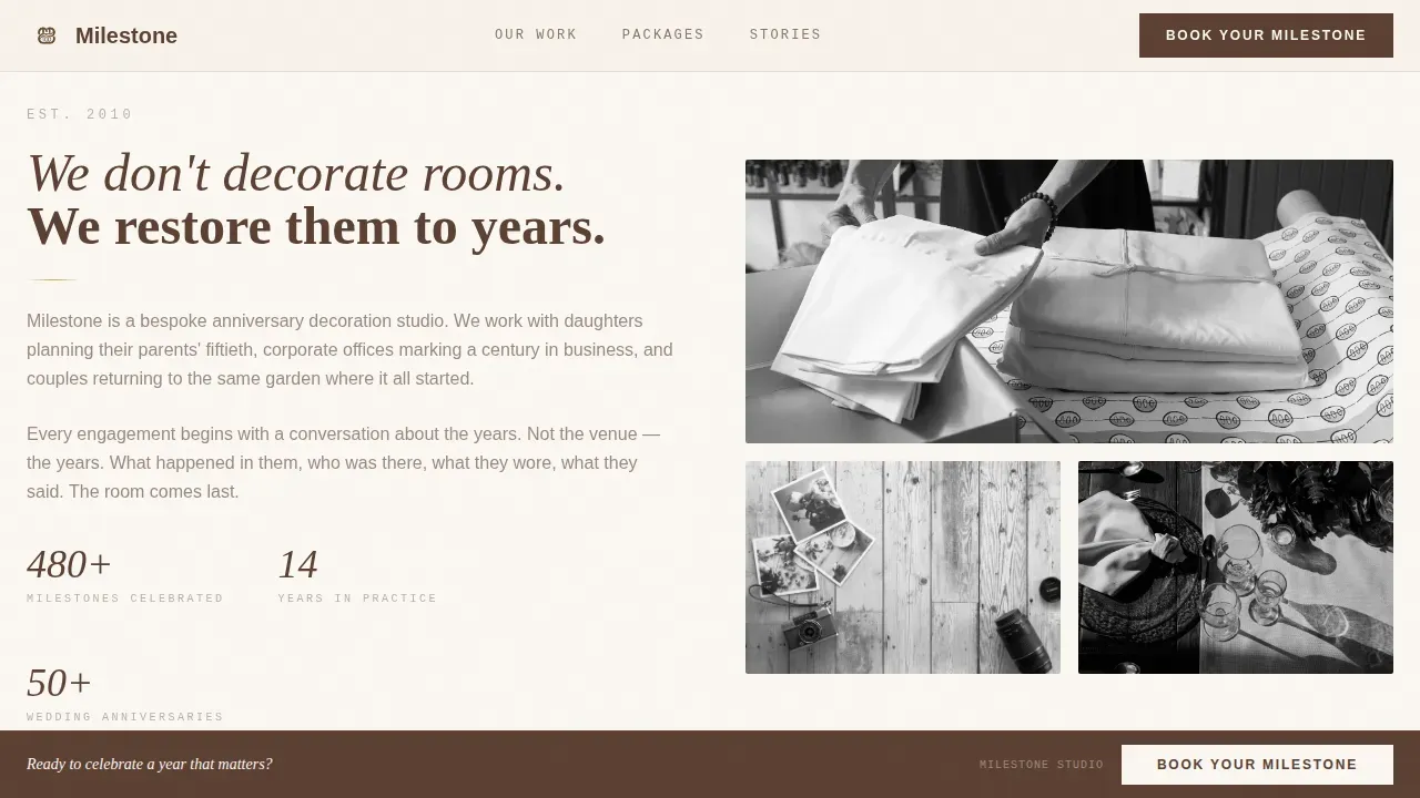Timeless Occasion Planning Landing Page Template
