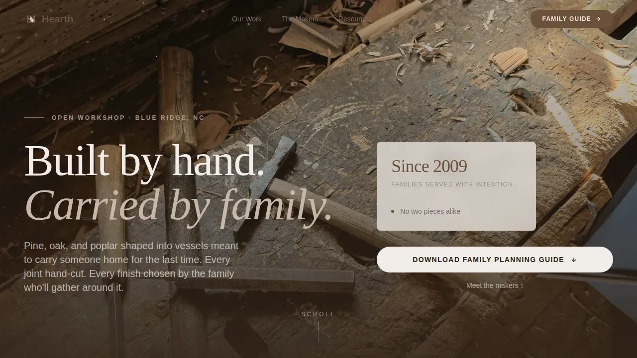 Artisan Casket Crafting Landing Page Template