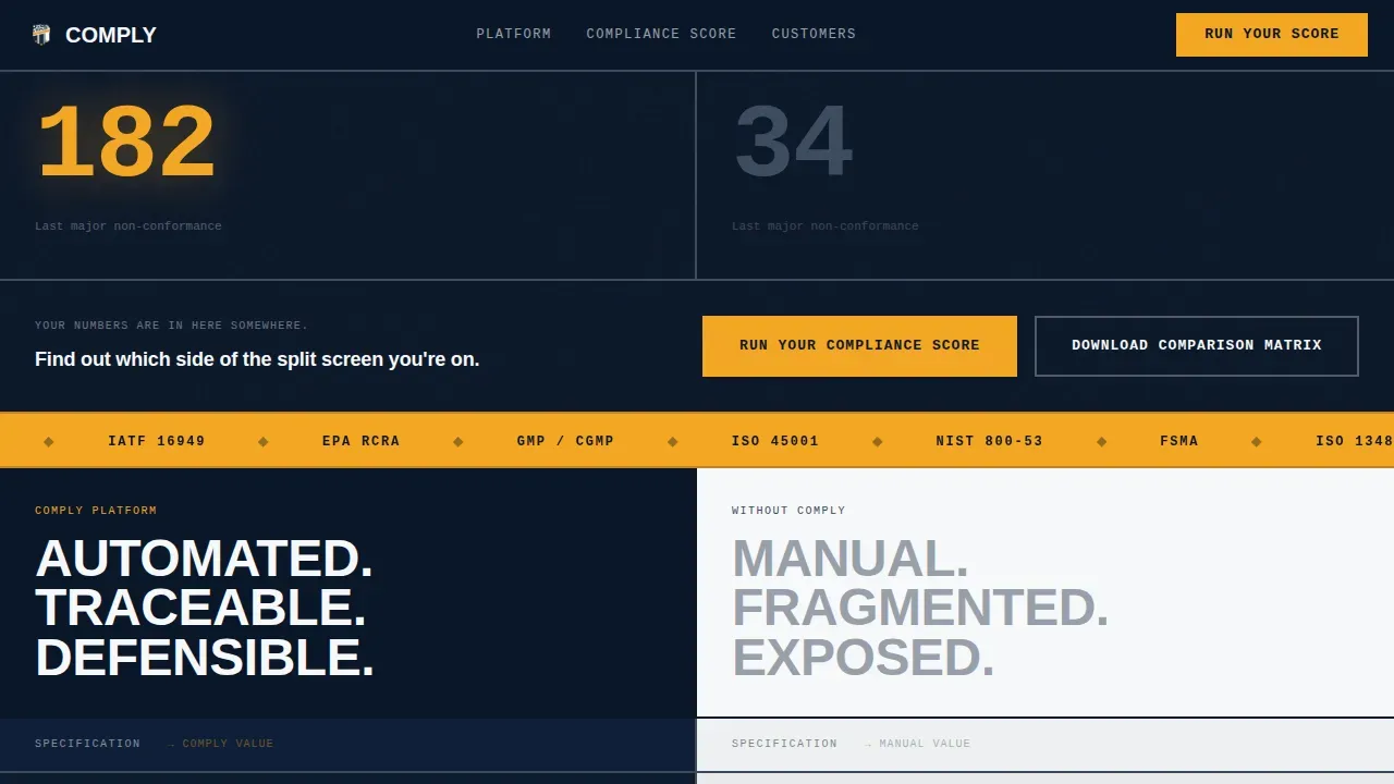 Trusted Manufacturing Compliance Landing Page Template