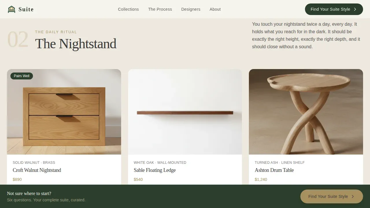 Curated Bedroom Collection Landing Page Template