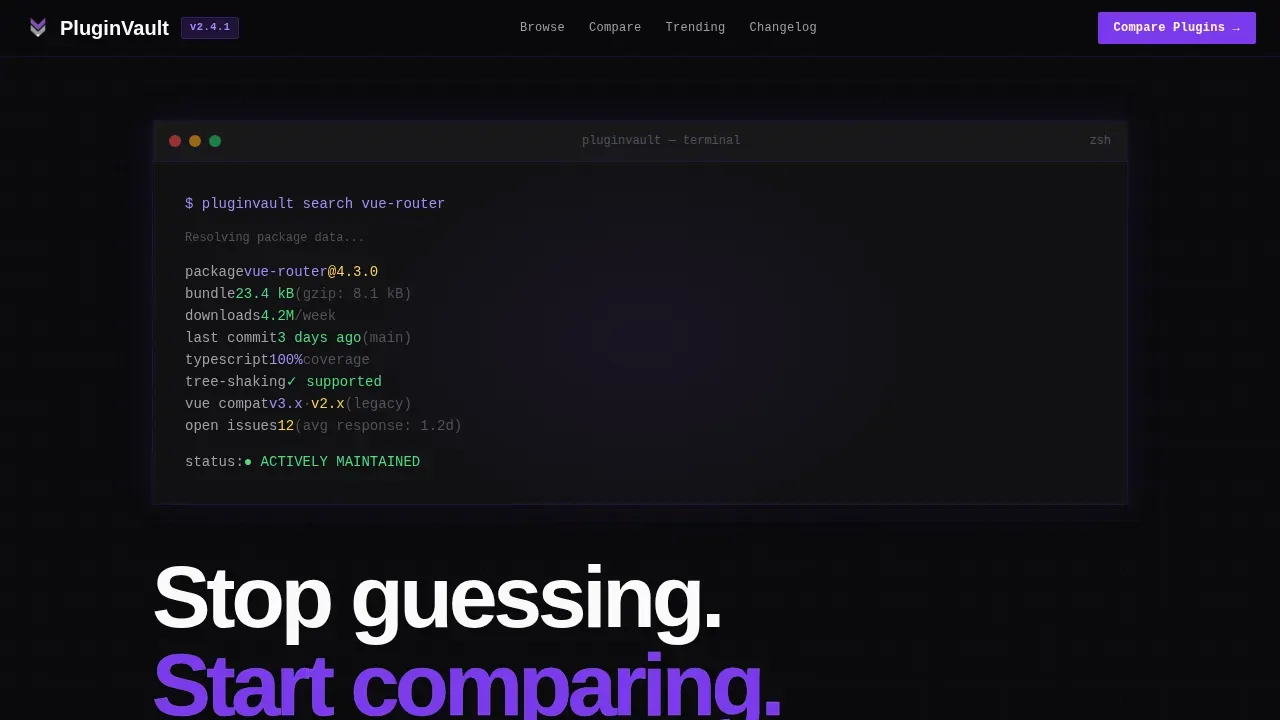 Curated Vue.js Ecosystem | Free Website Template | Rocket
