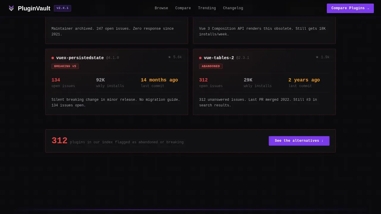 Curated Vue.js Ecosystem | Free Website Template | Rocket