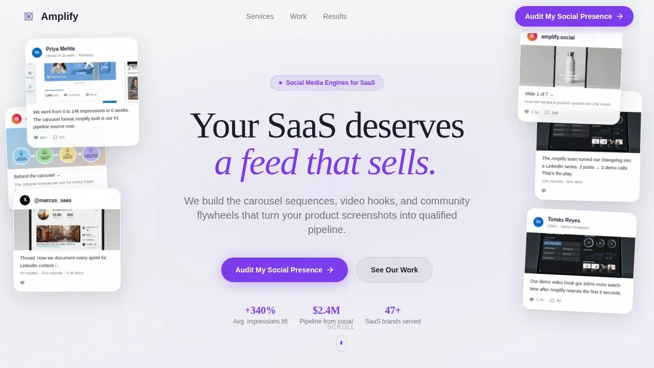 SaaS Social Media Agency Landing Page Template