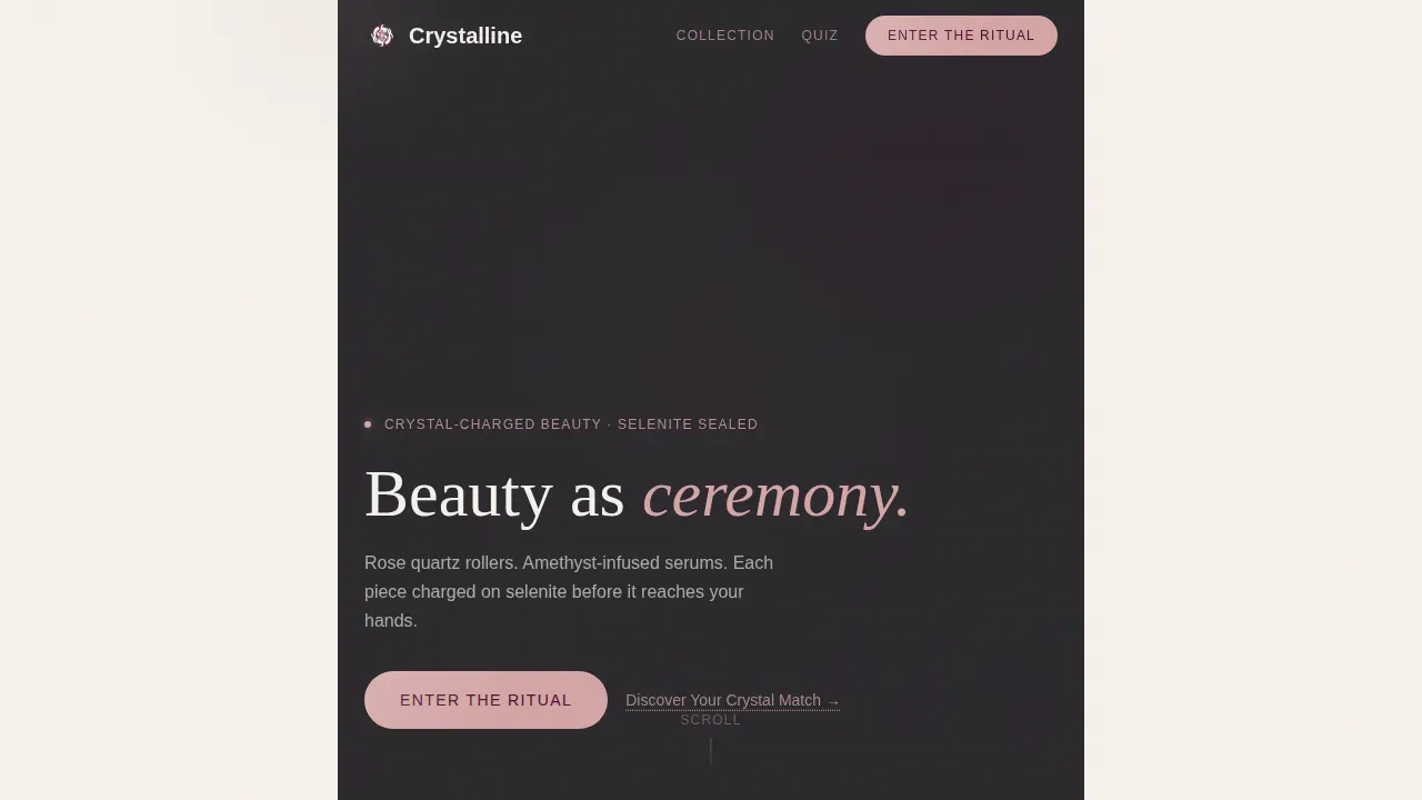 Sacred Crystal Healing Beauty Landing Page Template