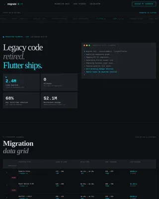 Seamless Flutter Migration | Free Website Template | Rocket