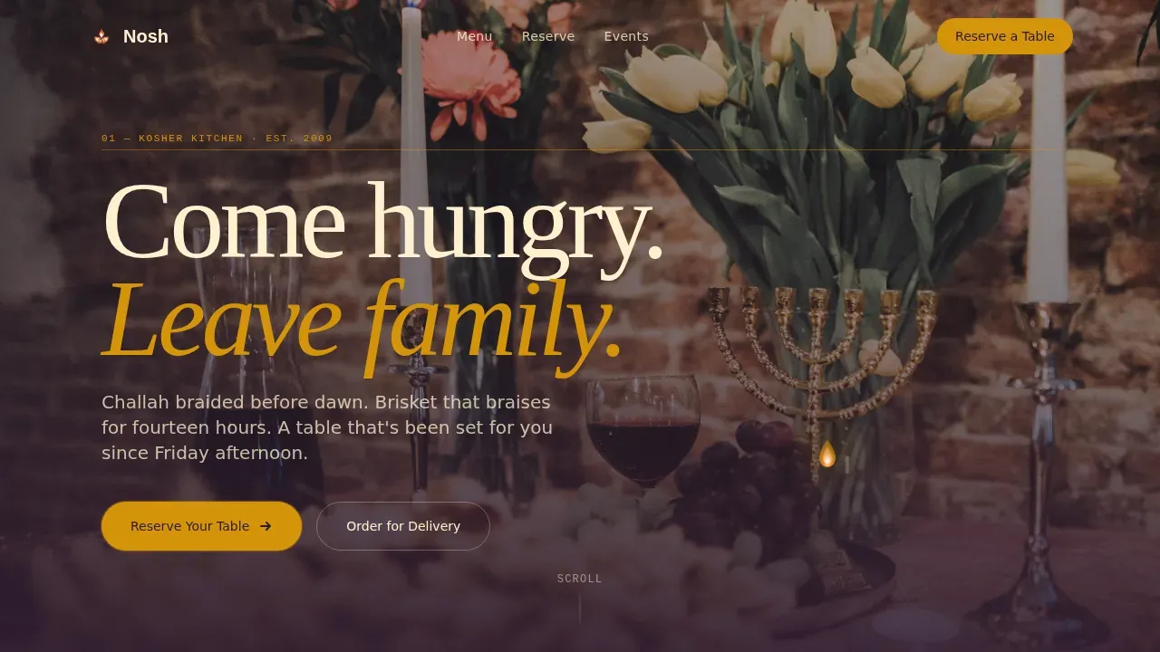 Authentic Kosher Dining Landing Page Template