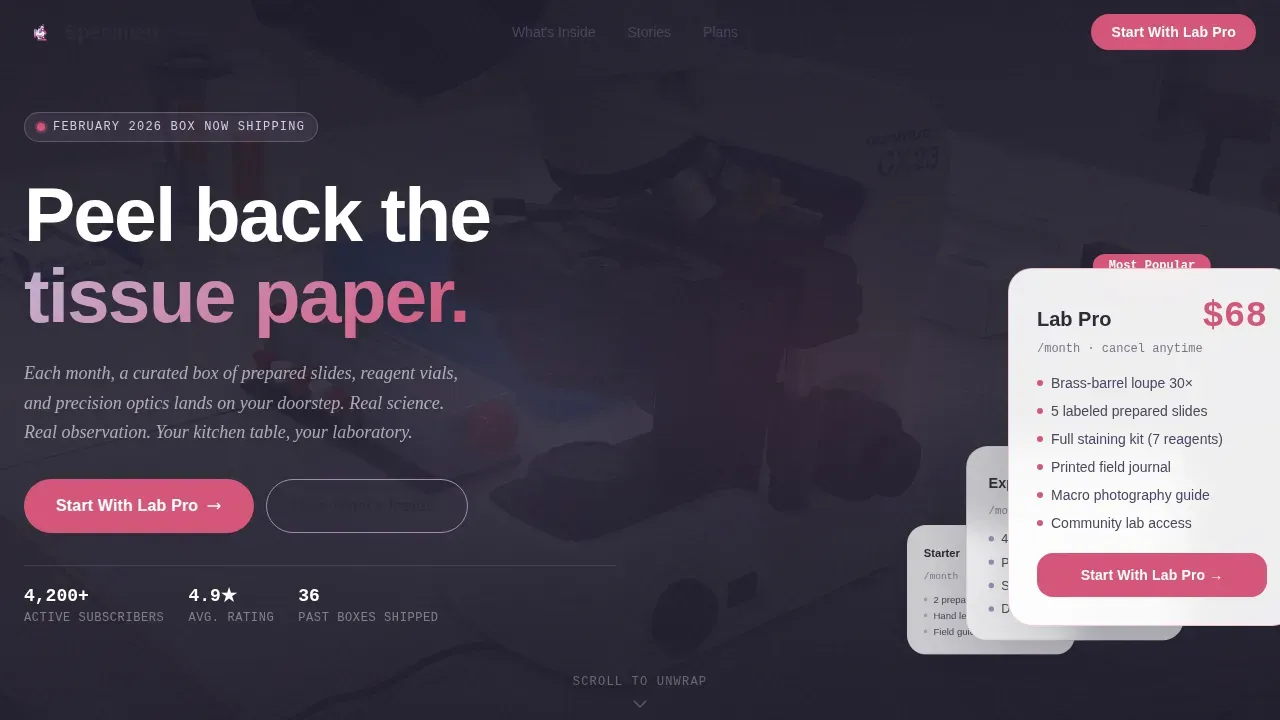 Delightful Science Subscription Landing Page Template