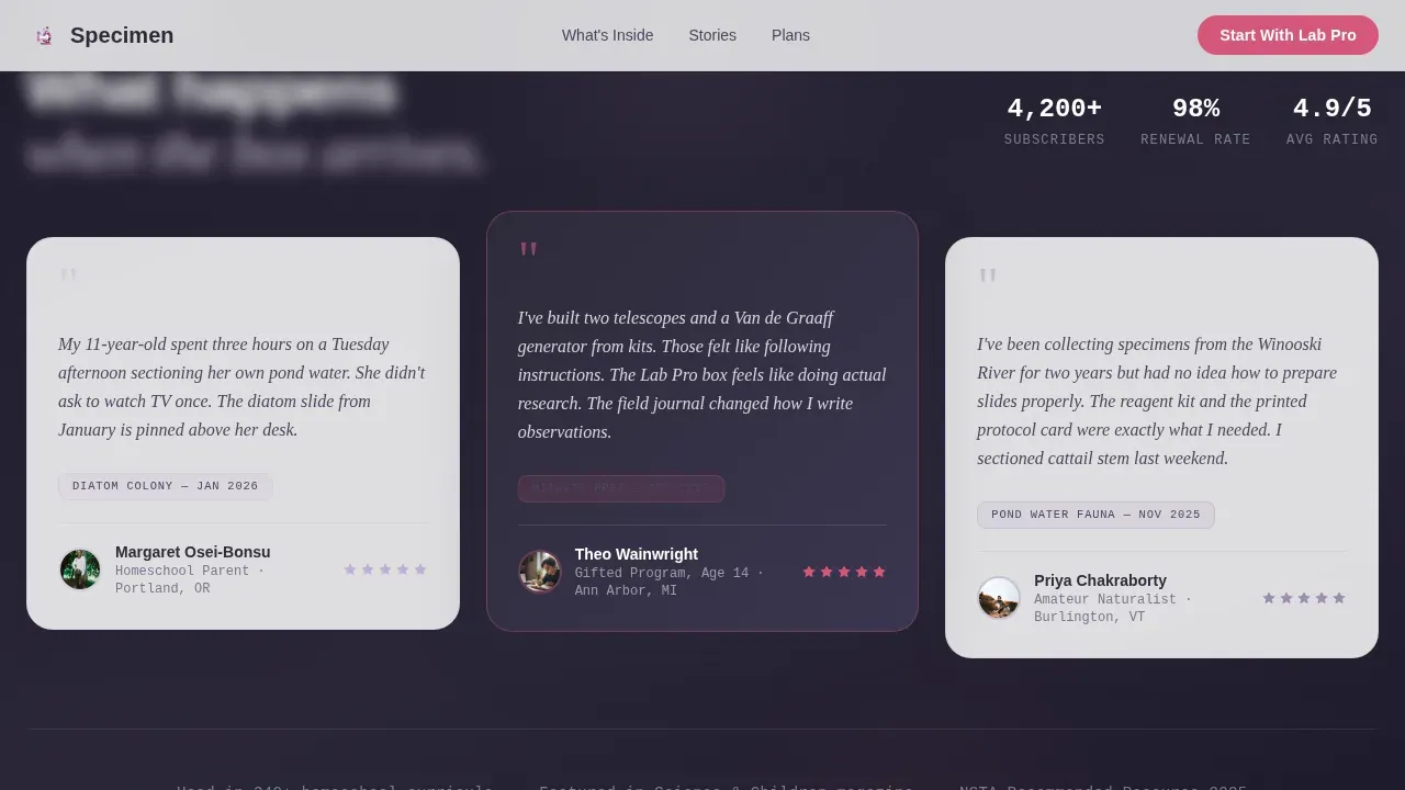 Delightful Science Subscription Landing Page Template