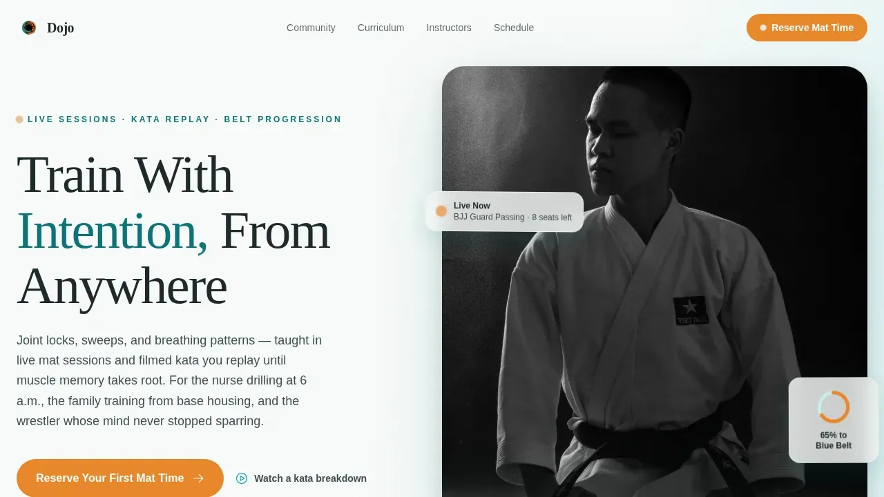 Martial Arts Online Training Landing Page Template