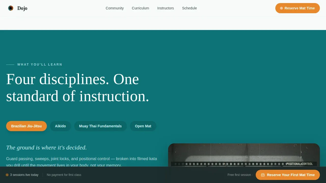 Martial Arts Online Training Landing Page Template