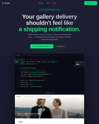 Smart Photography Client Management Landing Page Template