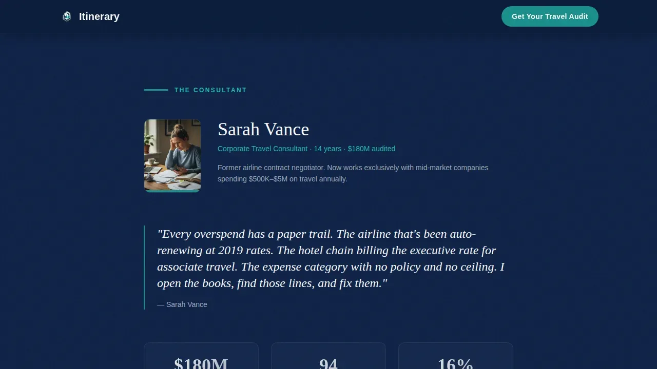 Expert Corporate Travel Consultant Landing Page Template