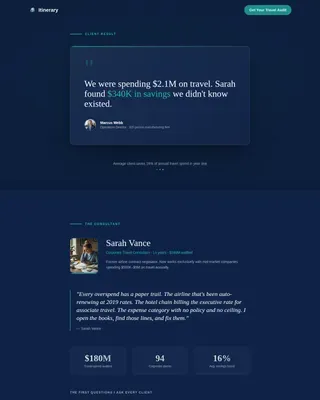 Expert Corporate Travel Consultant Landing Page Template