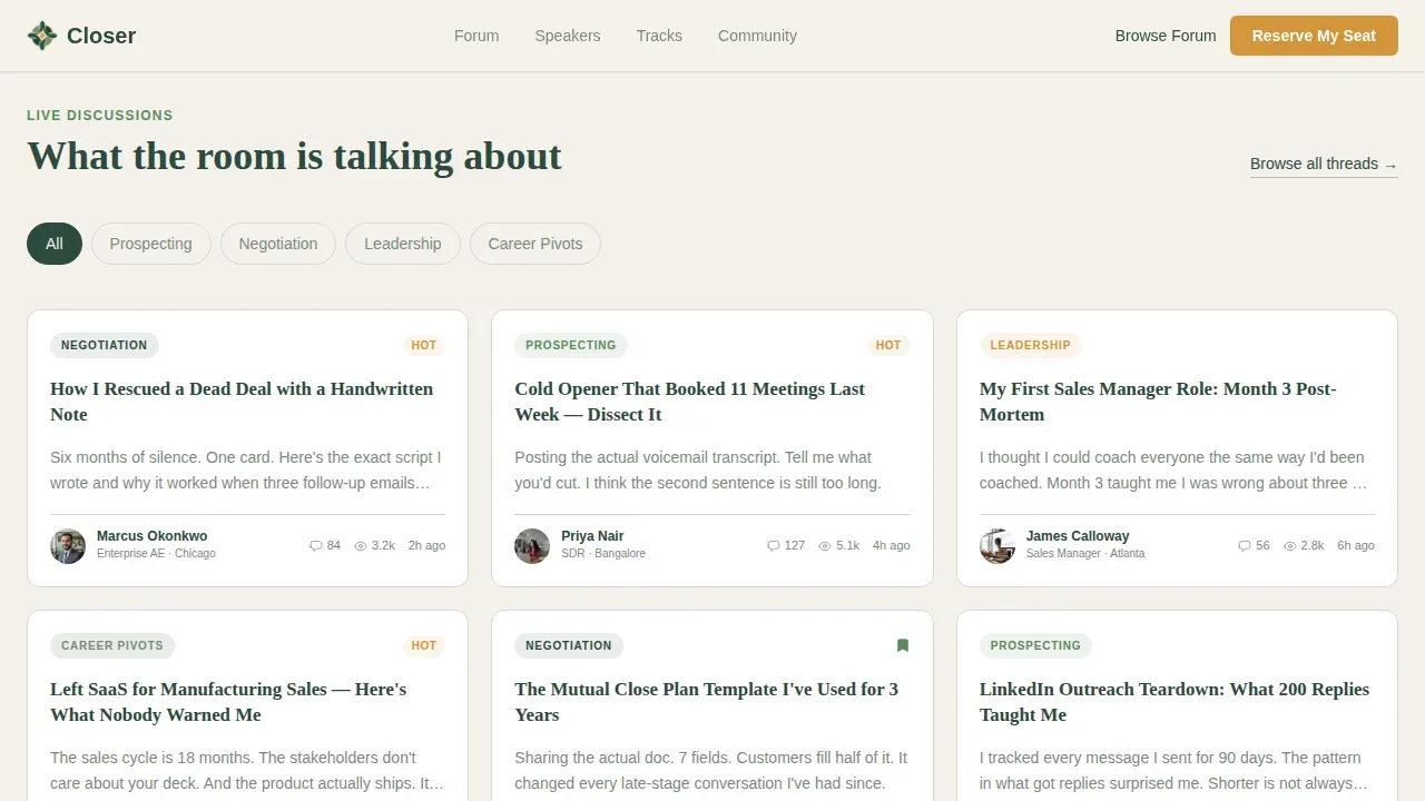 Community Sales Professional Network Landing Page Template