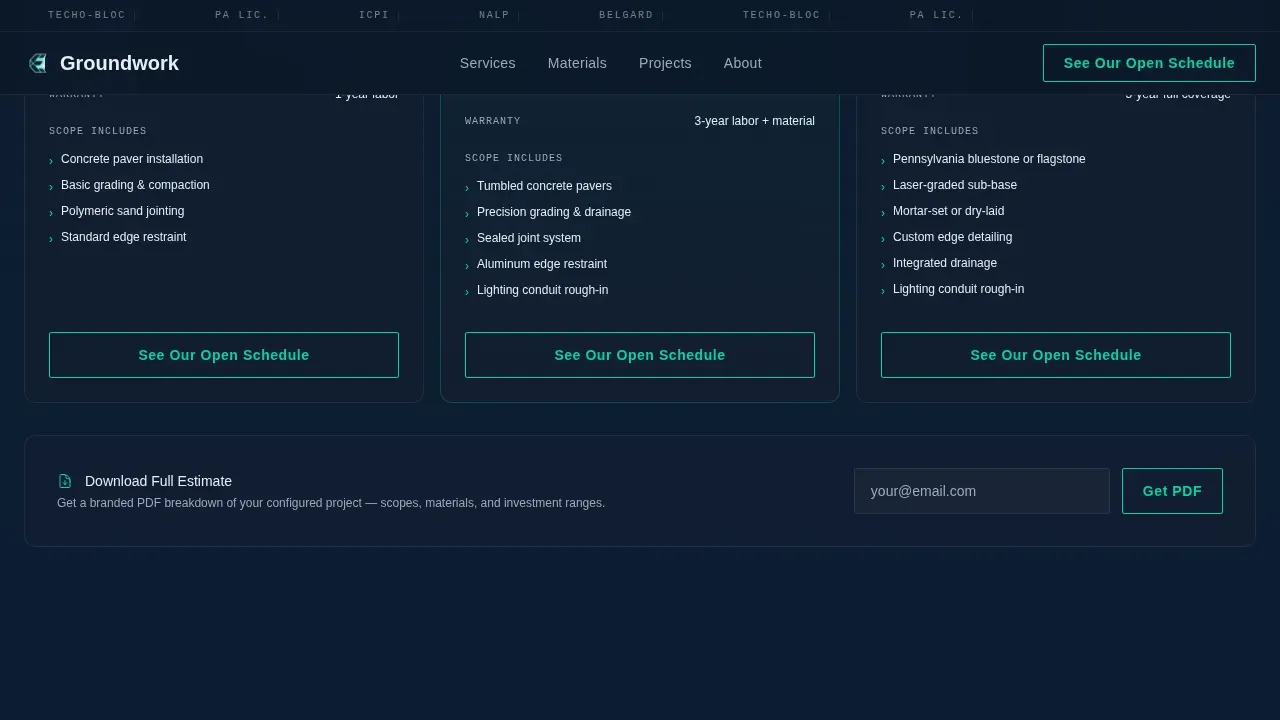 Hardscaping & Lawn Care Cost Estimator Website Template