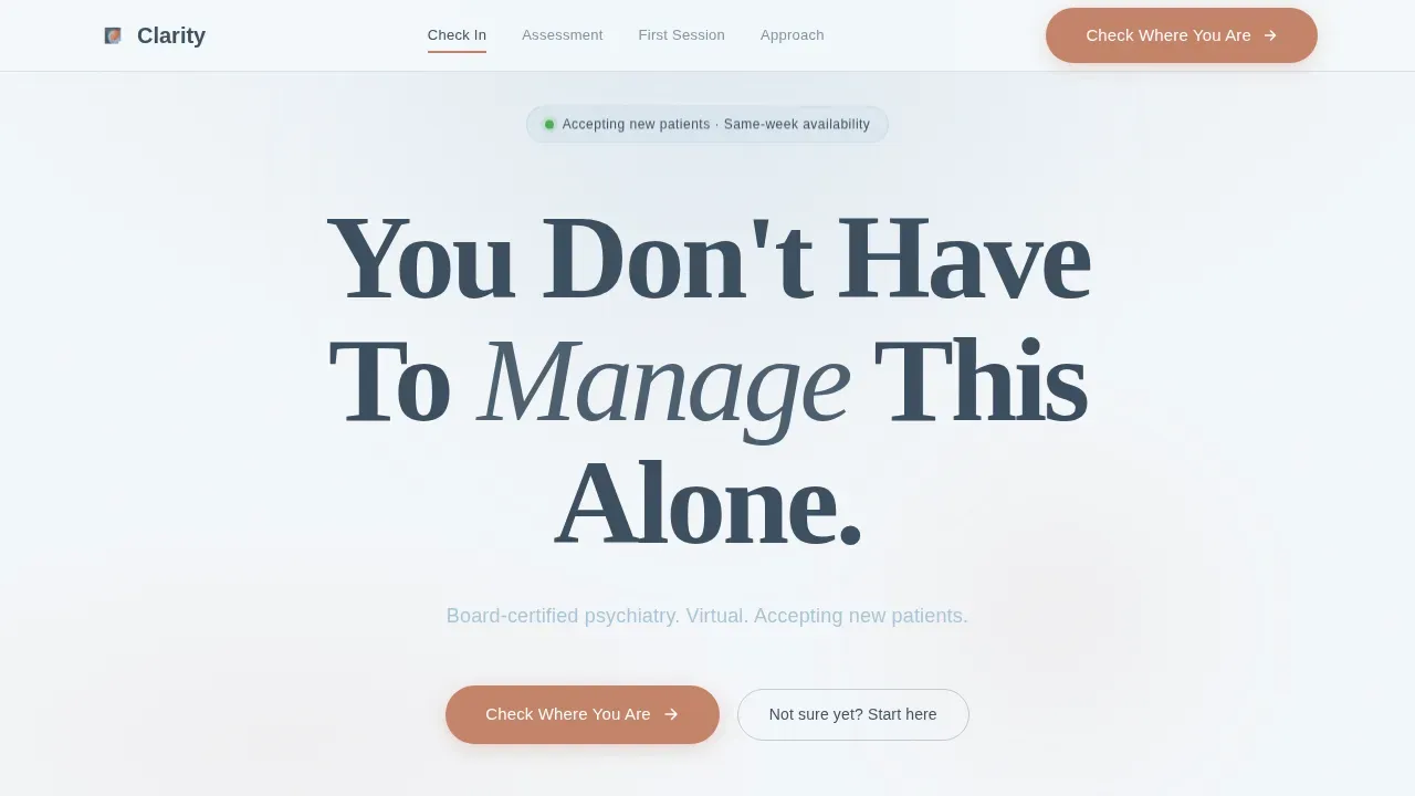 Expert Psychiatry Telehealth Booking Landing Page Template