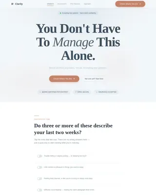 Expert Psychiatry Telehealth Booking Landing Page Template