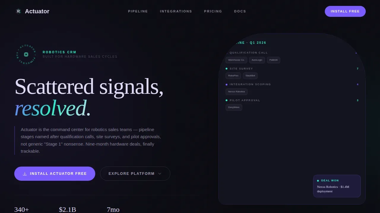 Advanced Robotics Revenue Pipeline Landing Page Template