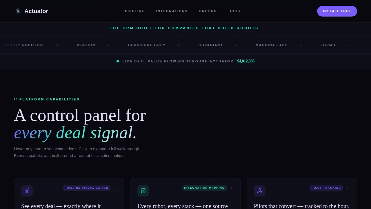 Advanced Robotics Revenue Pipeline Landing Page Template