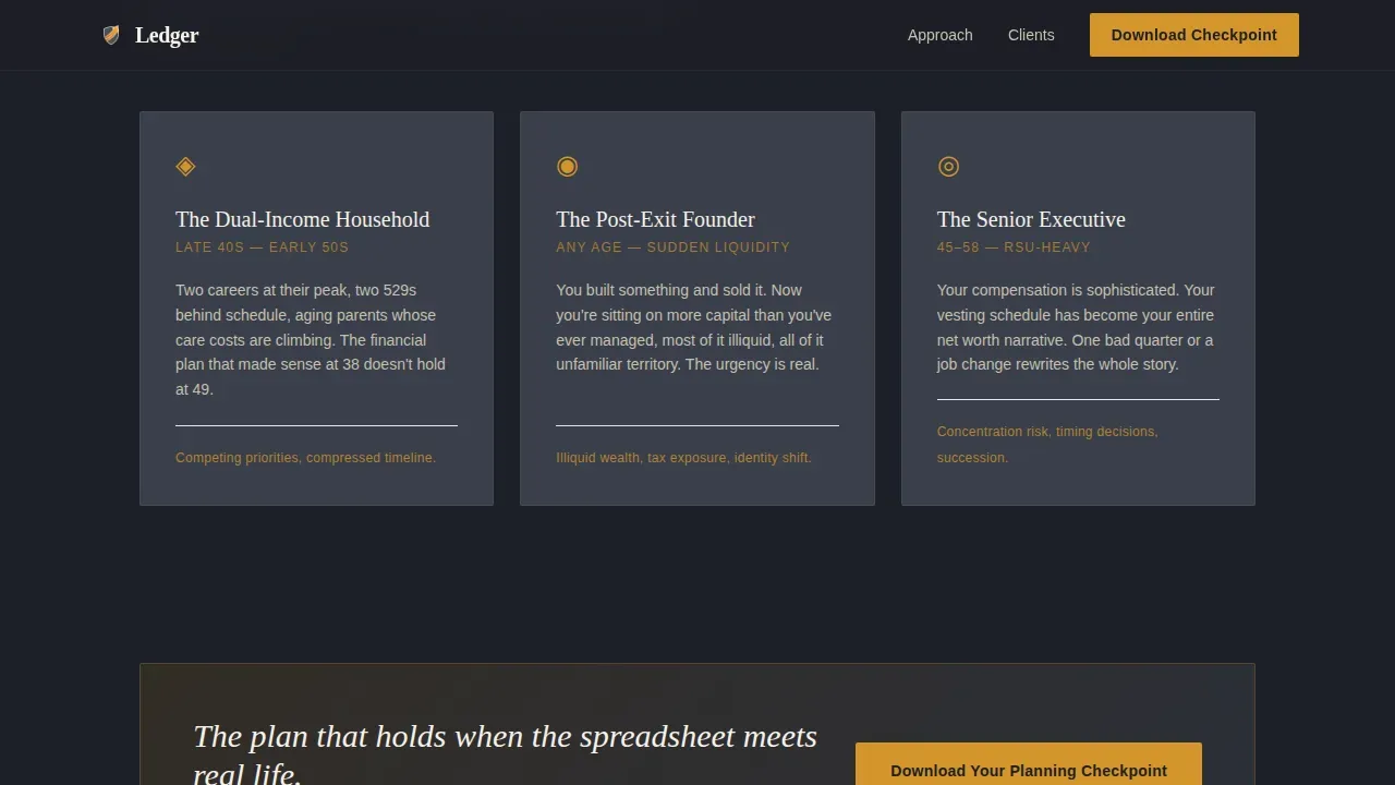Premium Wealth Advisor Platform Landing Page Template
