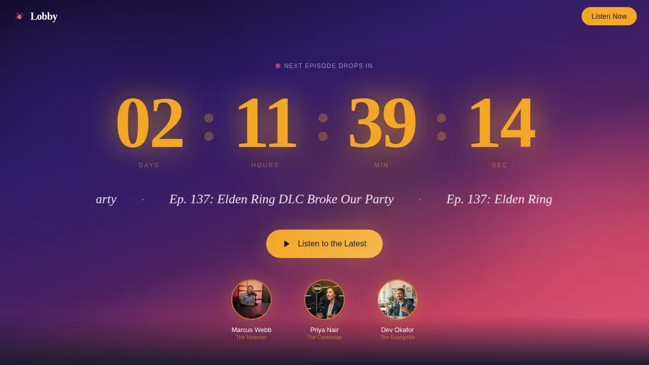 Premium Gaming Podcast Landing Page Template